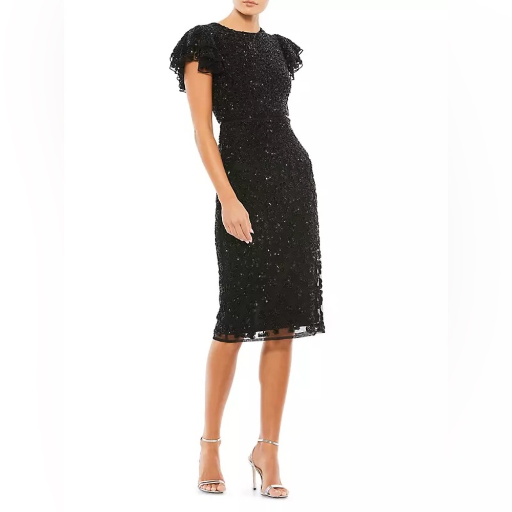 Mac Duggal Floral Beaded Sheath Dress 14